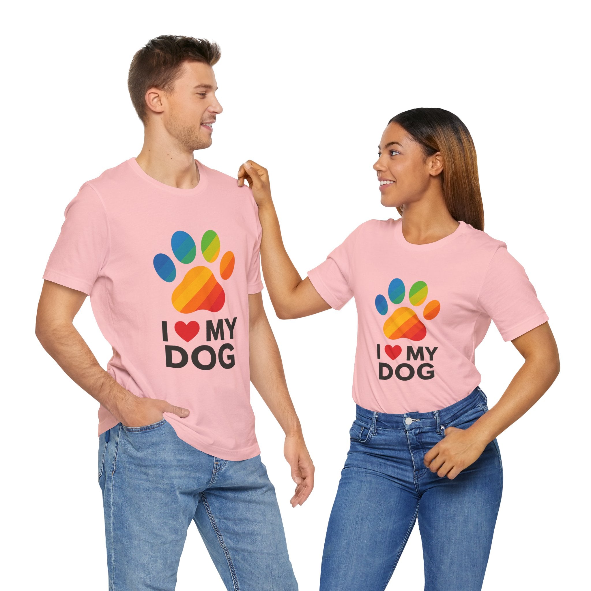 I Love My Dog Colorful Paw Print T-Shirt | Cute Dog Lover Gift