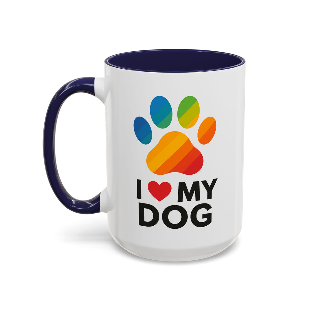I Love My Dog Rainbow Paw Mug (15oz) | Colorful Dog Lover Gift