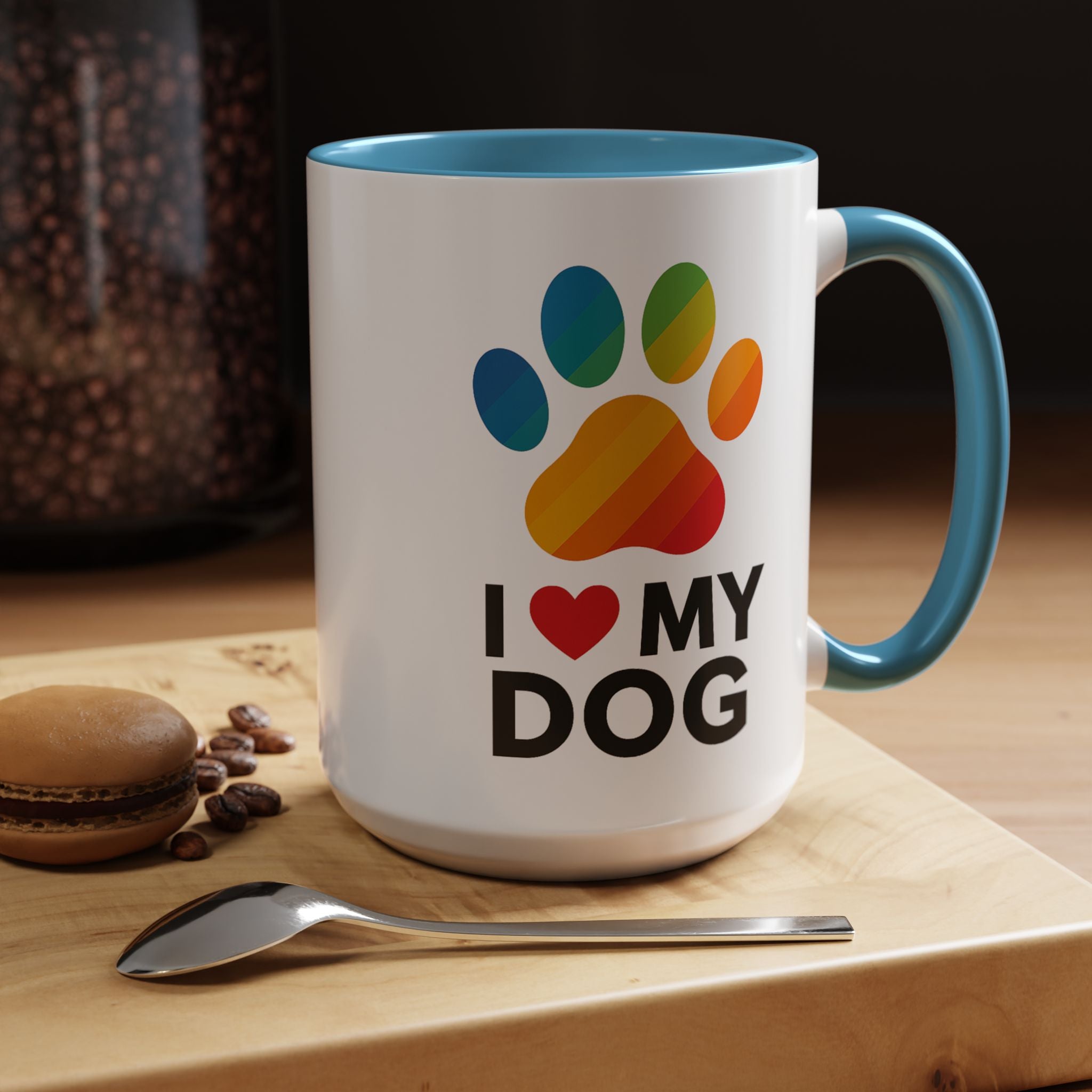 I Love My Dog Rainbow Paw Mug (15oz) | Colorful Dog Lover Gift