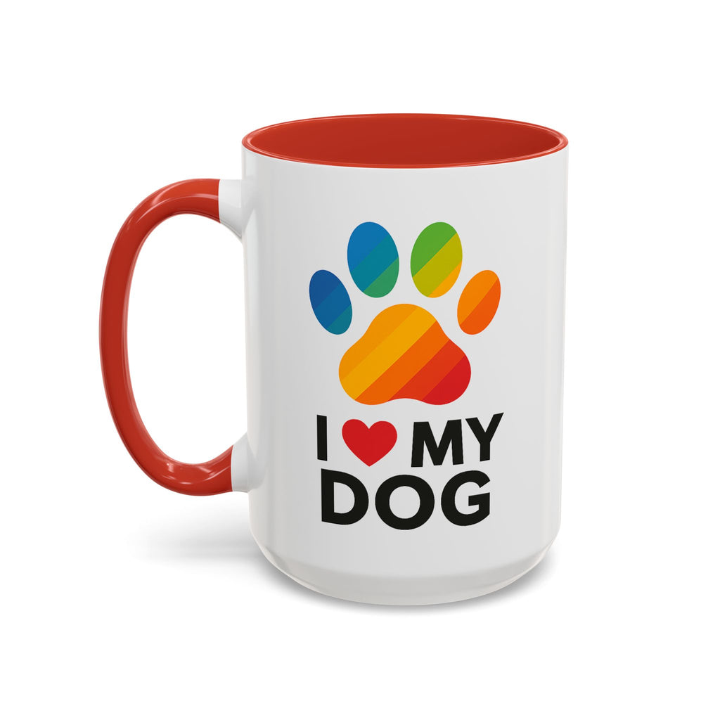 I Love My Dog Rainbow Paw Mug (15oz) | Colorful Dog Lover Gift