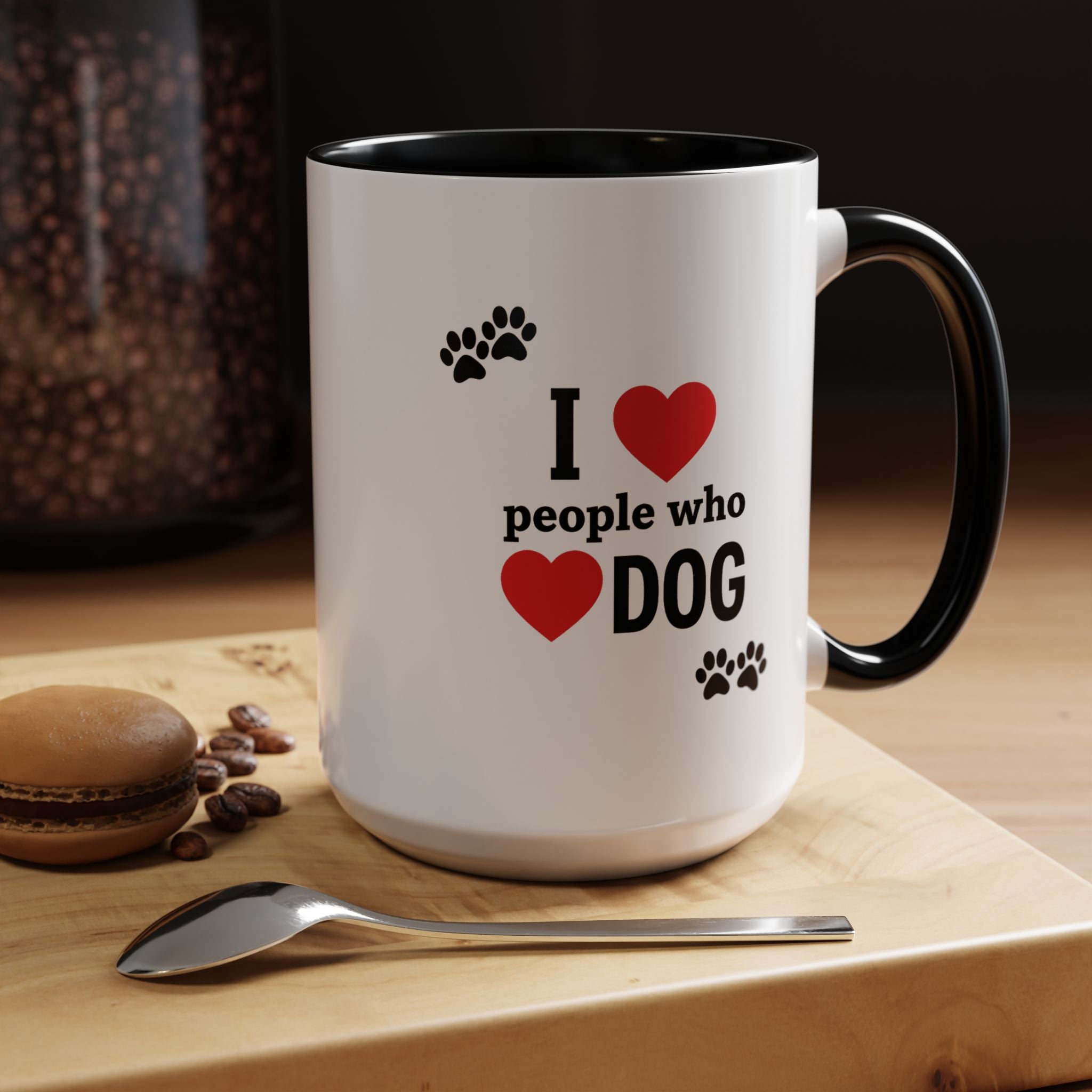 I Love People Who Love Dogs Mug (15oz) | Cute Paw Print Coffee Cup
