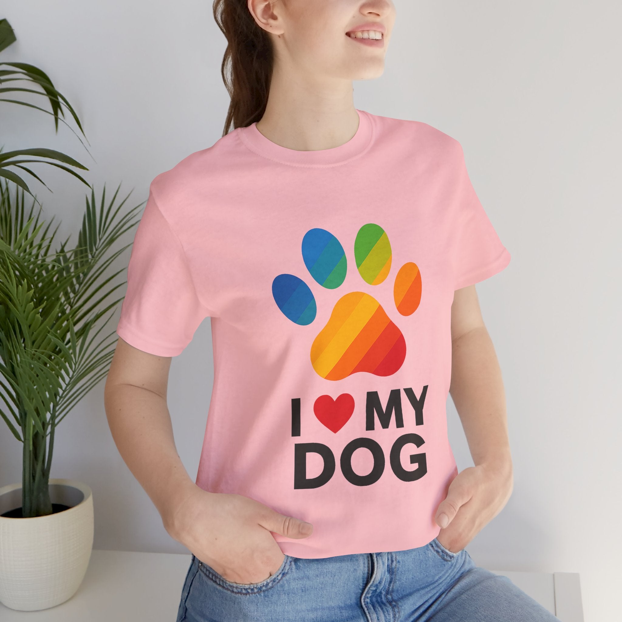 I Love My Dog Colorful Paw Print T-Shirt | Cute Dog Lover Gift