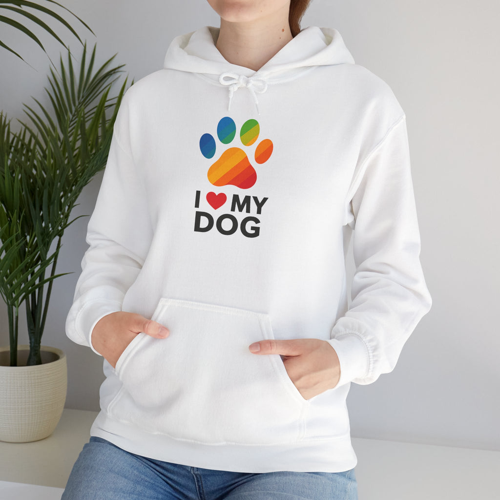 I Love My Dog Rainbow Paw Hoodie | Cute Dog Lover Pullover | Gift Sweatshirt