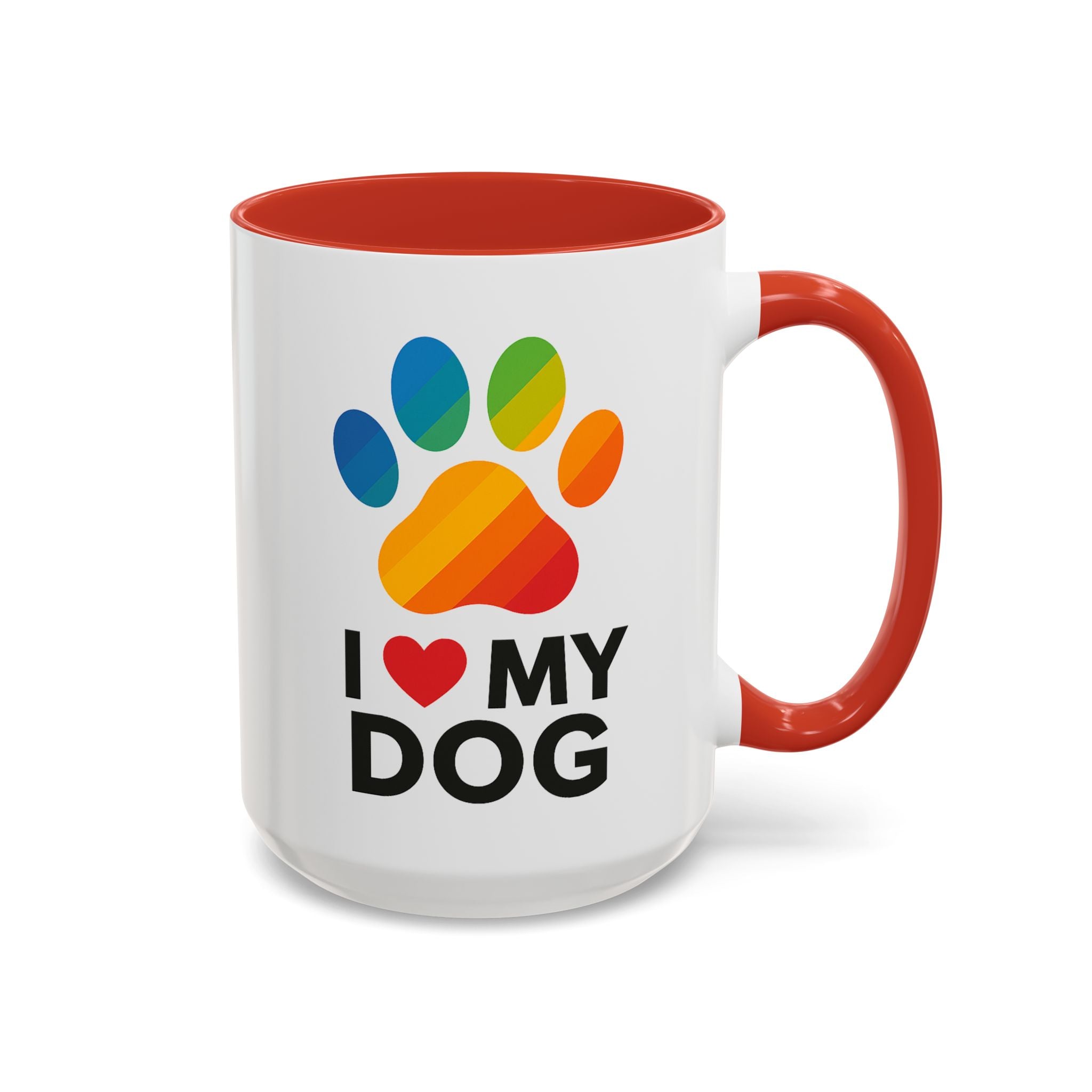 I Love My Dog Rainbow Paw Mug (15oz) | Colorful Dog Lover Gift