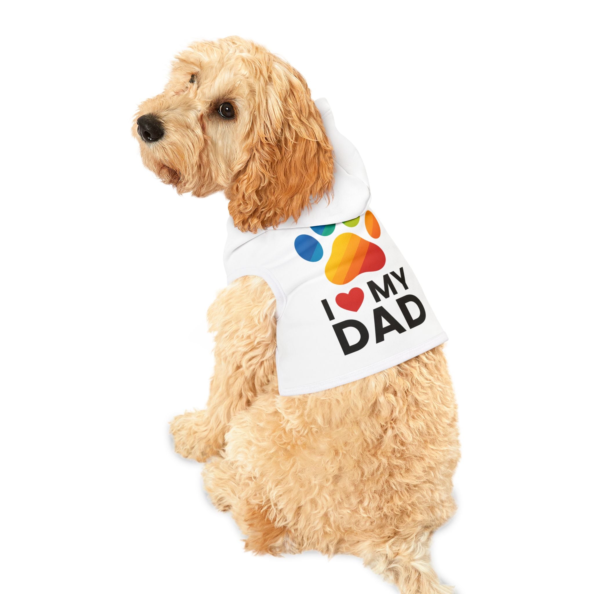 Pet Hoodie — I  My Dad Rainbow Paw Dog & Cat Hoodie (Father's Day Pet Shirt)