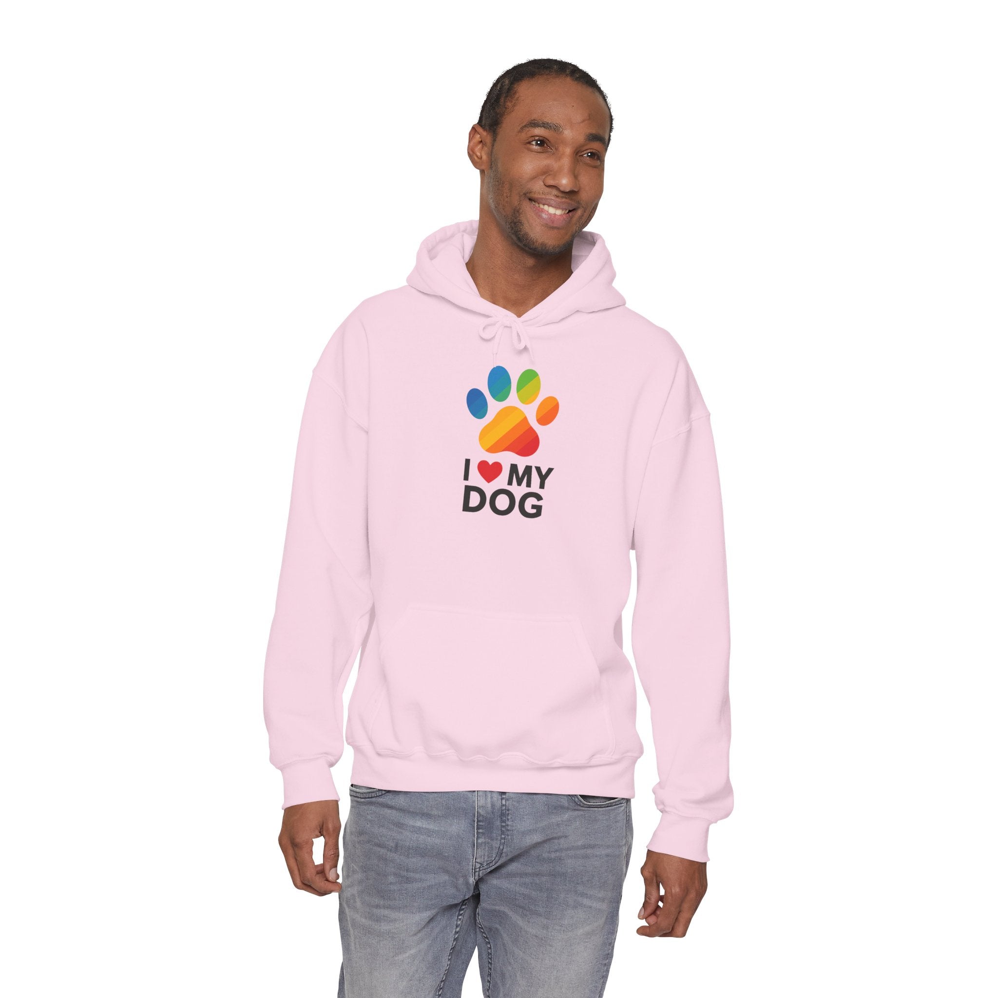 I Love My Dog Rainbow Paw Hoodie | Cute Dog Lover Pullover | Gift Sweatshirt