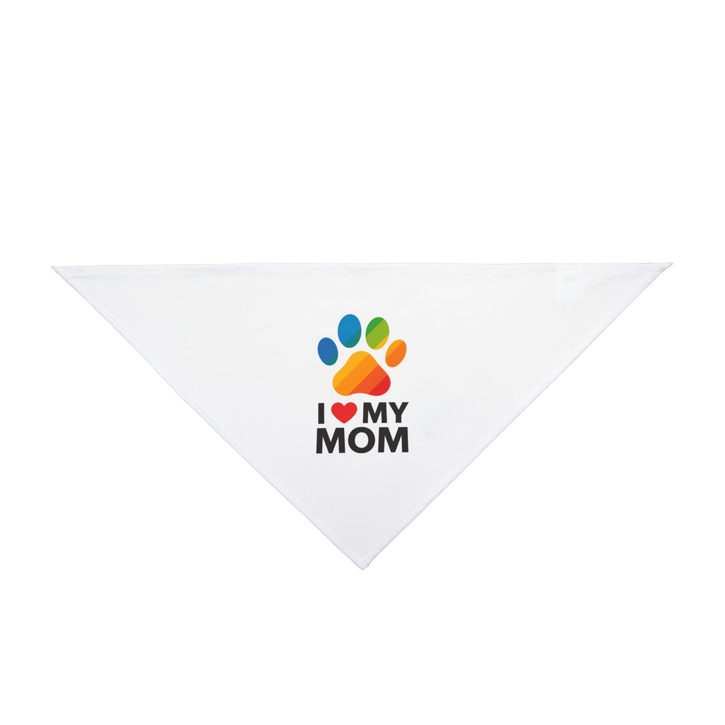 Pet Bandana — Colorful Paw "I  My Mom" Dog & Cat Bandana, Mother's Day Pet Gift