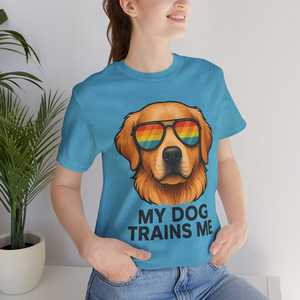 My Dog Trains Me T-Shirt | Funny Golden Retriever Tee for Dog Lovers