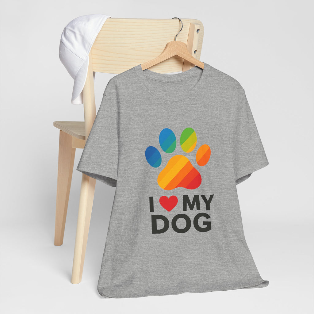 I Love My Dog Colorful Paw Print T-Shirt | Cute Dog Lover Gift