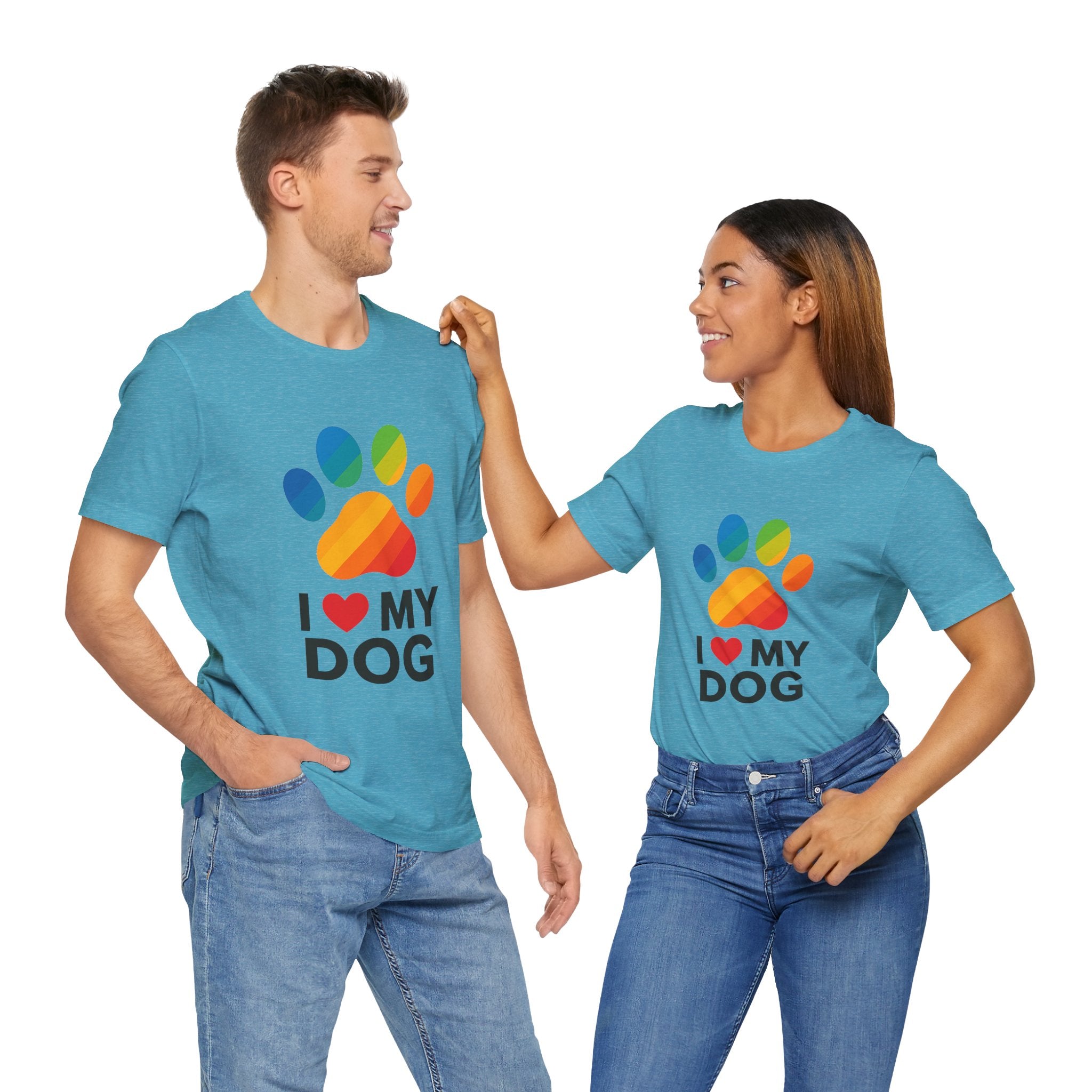 I Love My Dog Colorful Paw Print T-Shirt | Cute Dog Lover Gift