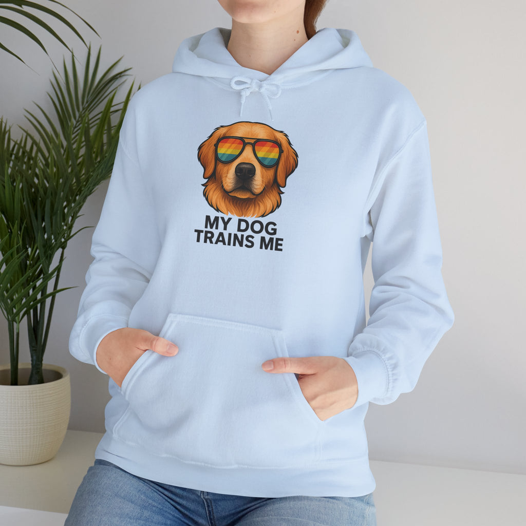 My Dog Trains Me Hoodie | Funny Golden Retriever Sweatshirt for Dog Lovers