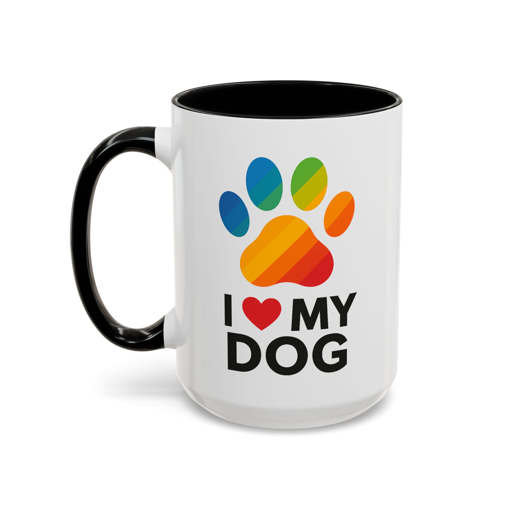 I Love My Dog Rainbow Paw Mug (15oz) | Colorful Dog Lover Gift