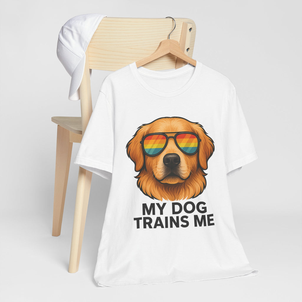 My Dog Trains Me T-Shirt | Funny Golden Retriever Tee for Dog Lovers