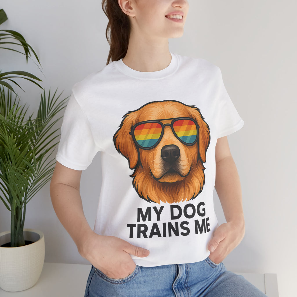 My Dog Trains Me T-Shirt | Funny Golden Retriever Tee for Dog Lovers