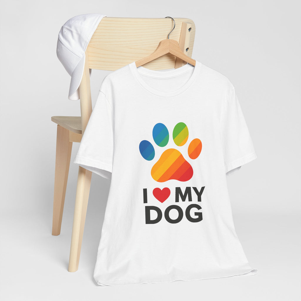 I Love My Dog Colorful Paw Print T-Shirt | Cute Dog Lover Gift