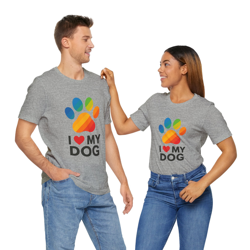 I Love My Dog Colorful Paw Print T-Shirt | Cute Dog Lover Gift