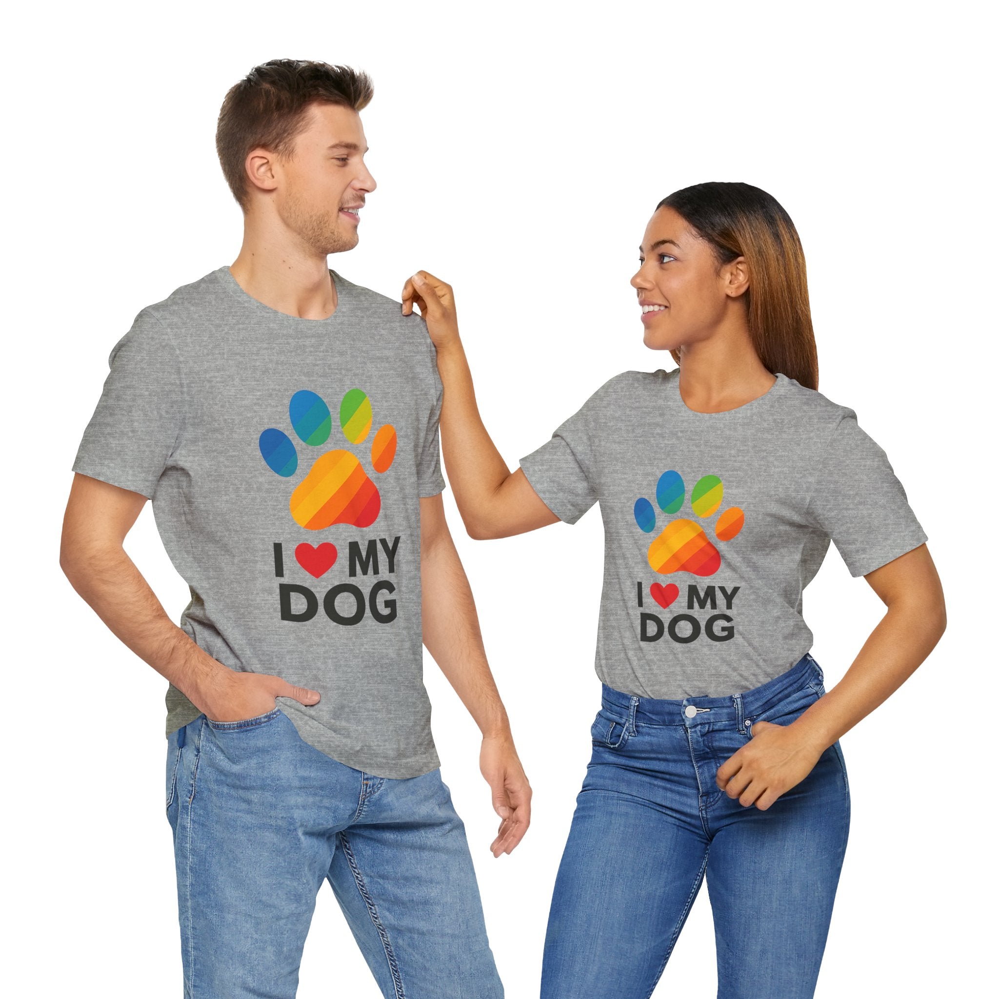 I Love My Dog Colorful Paw Print T-Shirt | Cute Dog Lover Gift