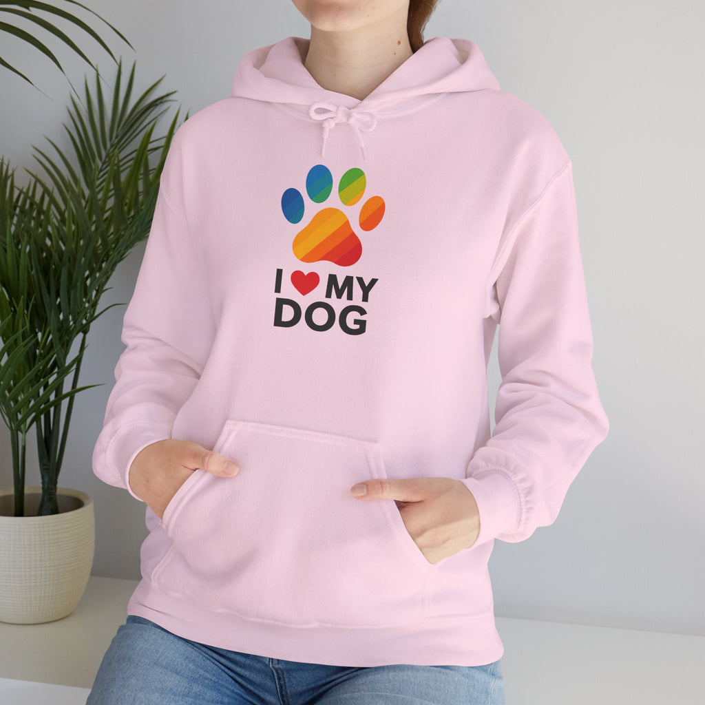 I Love My Dog Rainbow Paw Hoodie | Cute Dog Lover Pullover | Gift Sweatshirt