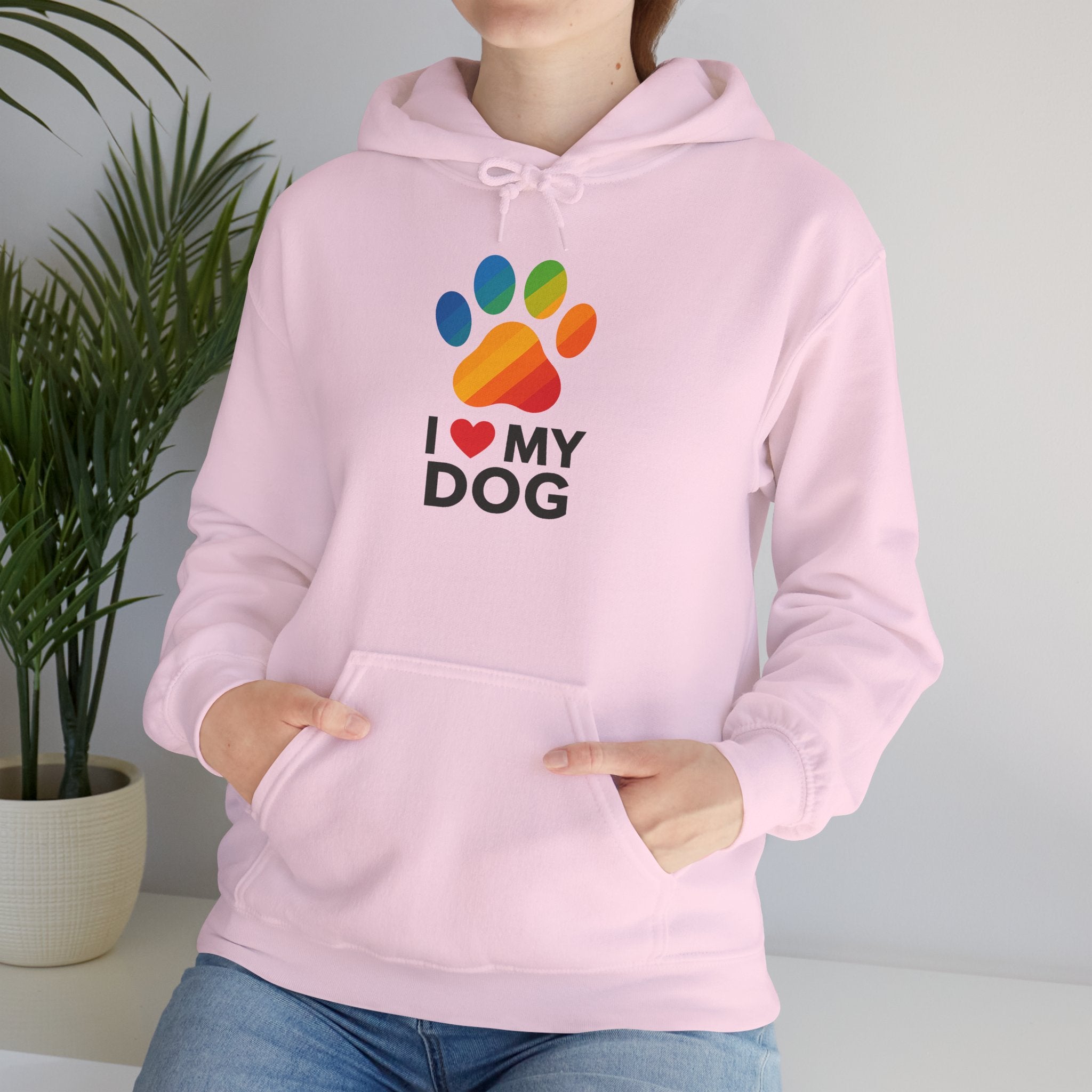 I Love My Dog Rainbow Paw Hoodie | Cute Dog Lover Pullover | Gift Sweatshirt