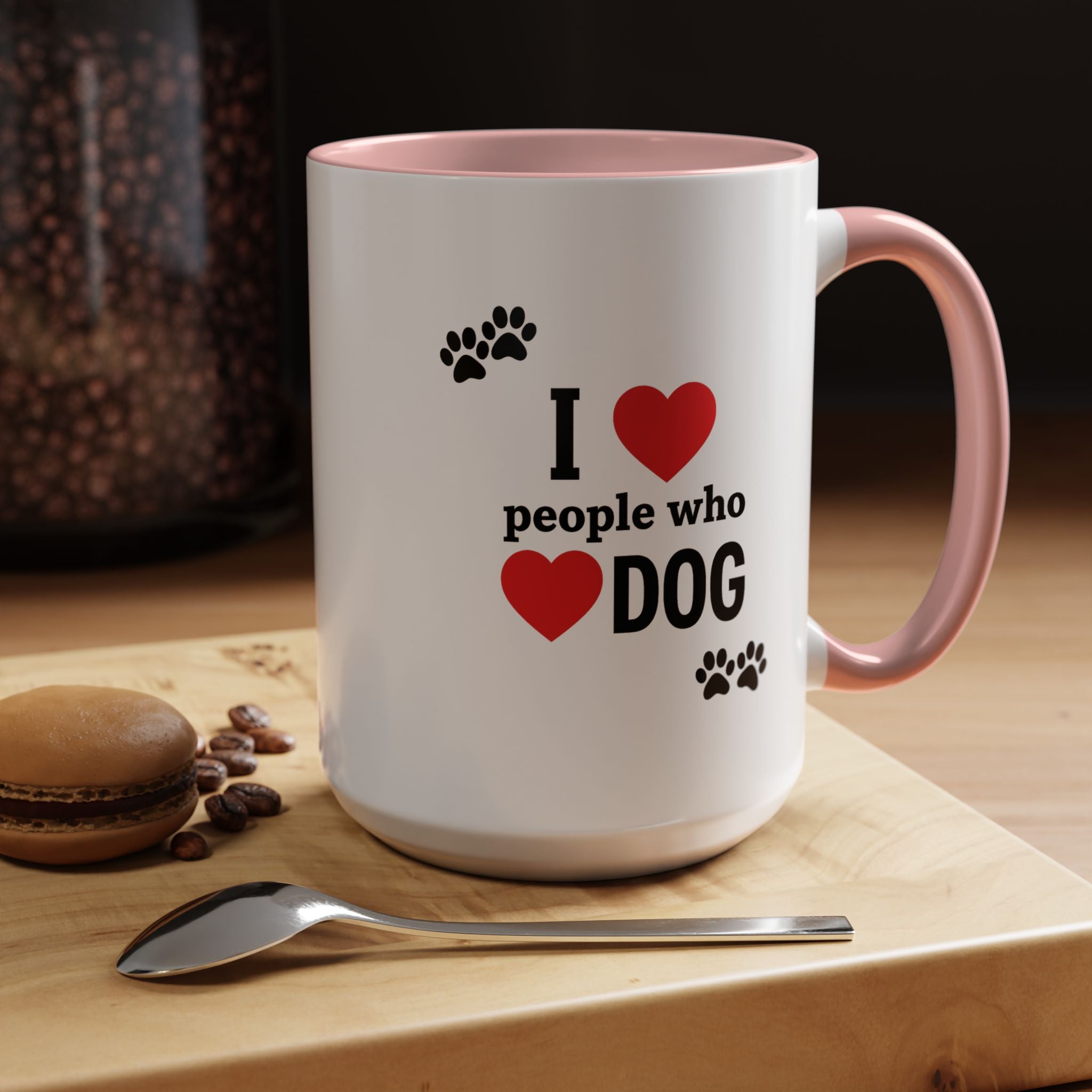 I Love People Who Love Dogs Mug (15oz) | Cute Paw Print Coffee Cup