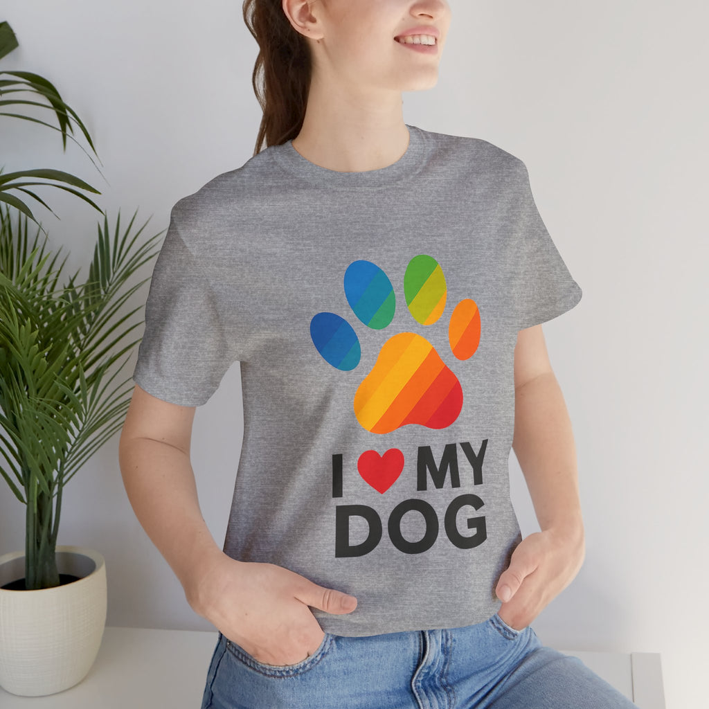 I Love My Dog Colorful Paw Print T-Shirt | Cute Dog Lover Gift
