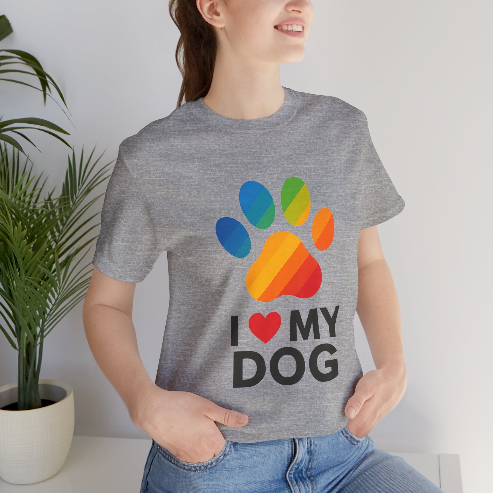 I Love My Dog Colorful Paw Print T-Shirt | Cute Dog Lover Gift