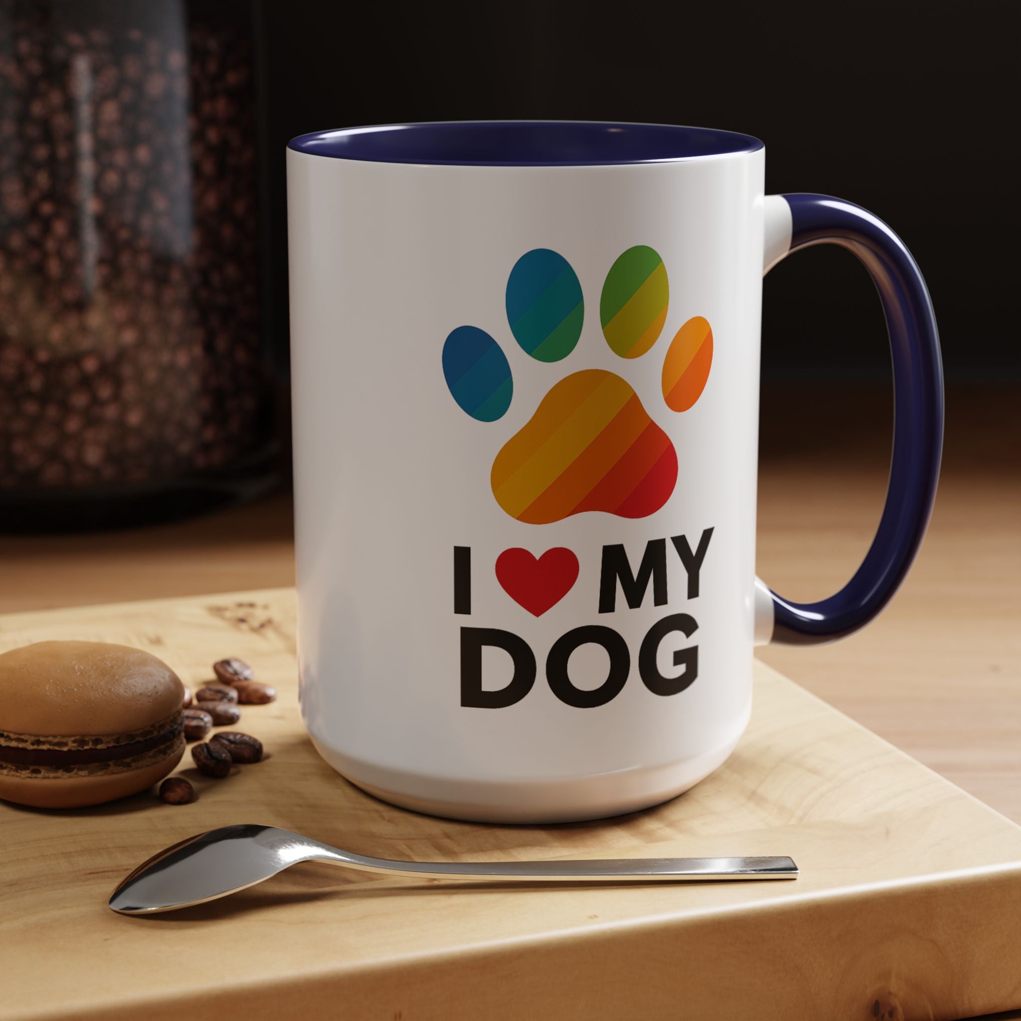 I Love My Dog Rainbow Paw Mug (15oz) | Colorful Dog Lover Gift