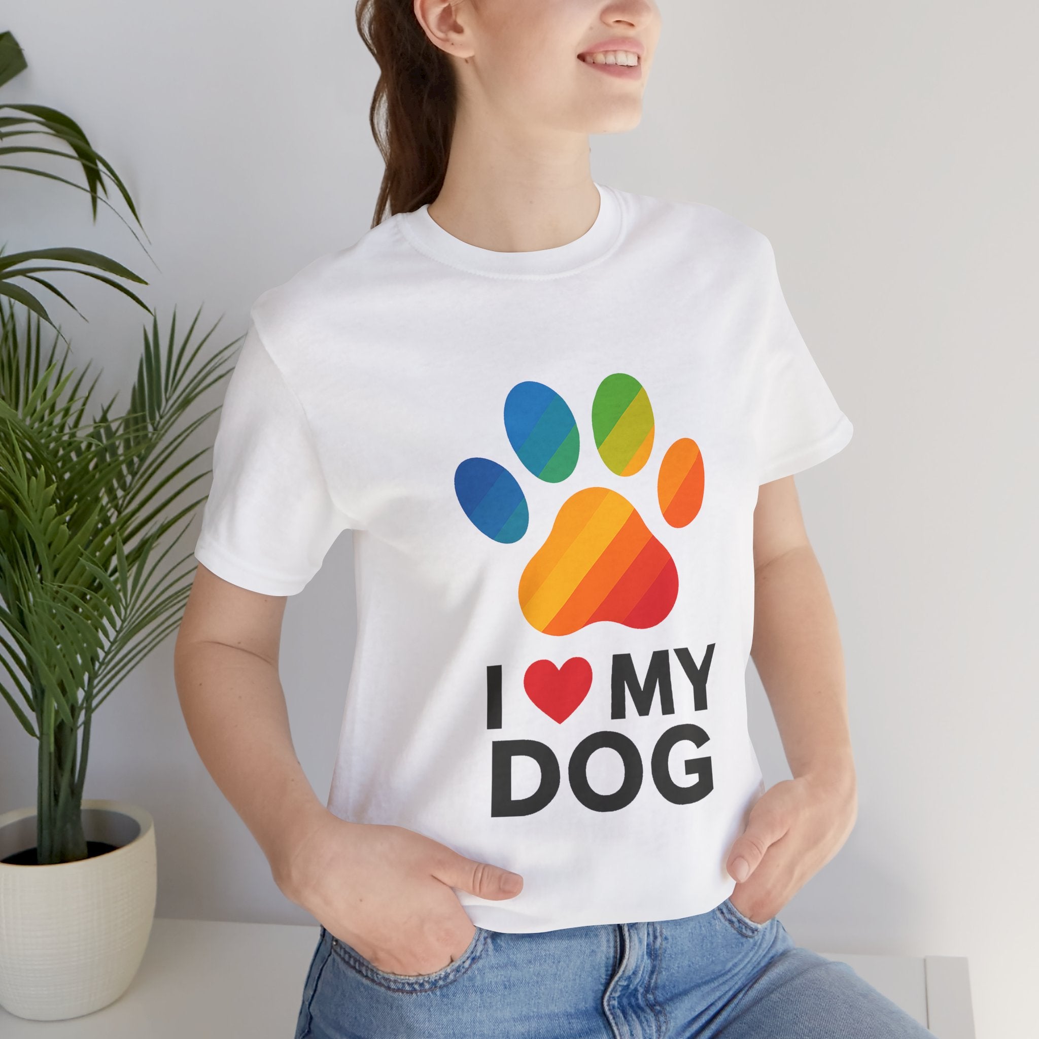 I Love My Dog Colorful Paw Print T-Shirt | Cute Dog Lover Gift
