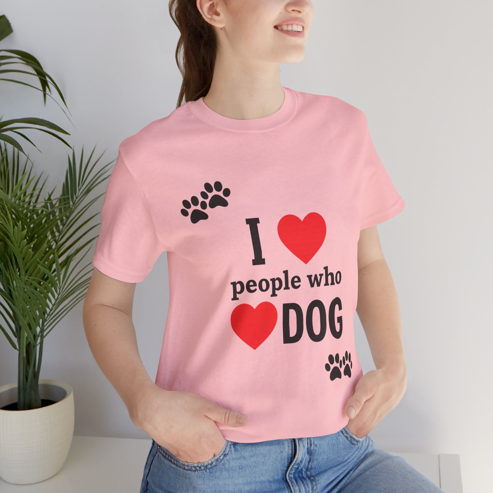 I Love People Who Love Dogs T-Shirt | Cute Paw Print Dog Lover Gift Tee