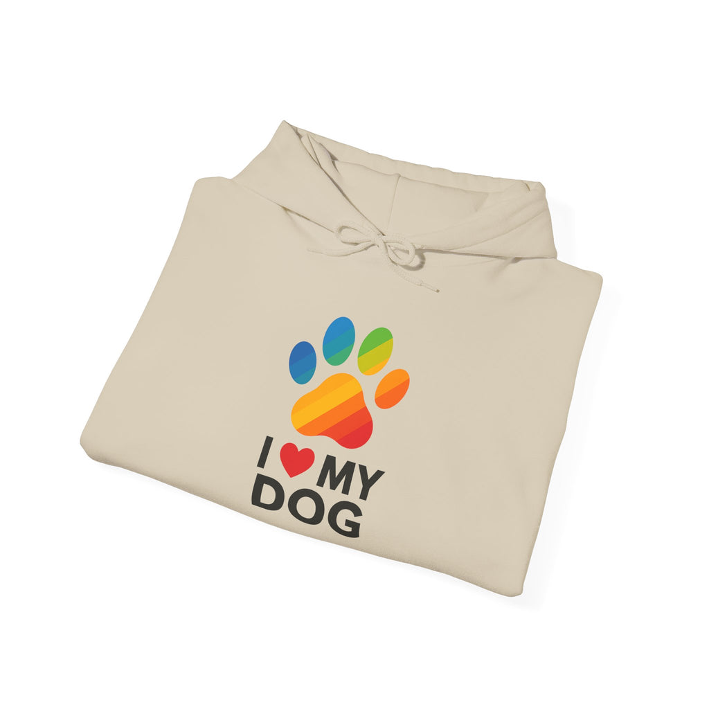 I Love My Dog Rainbow Paw Hoodie | Cute Dog Lover Pullover | Gift Sweatshirt