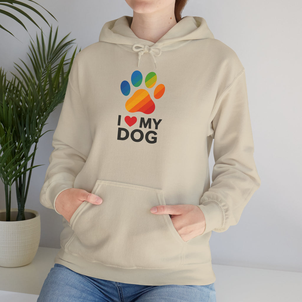 I Love My Dog Rainbow Paw Hoodie | Cute Dog Lover Pullover | Gift Sweatshirt