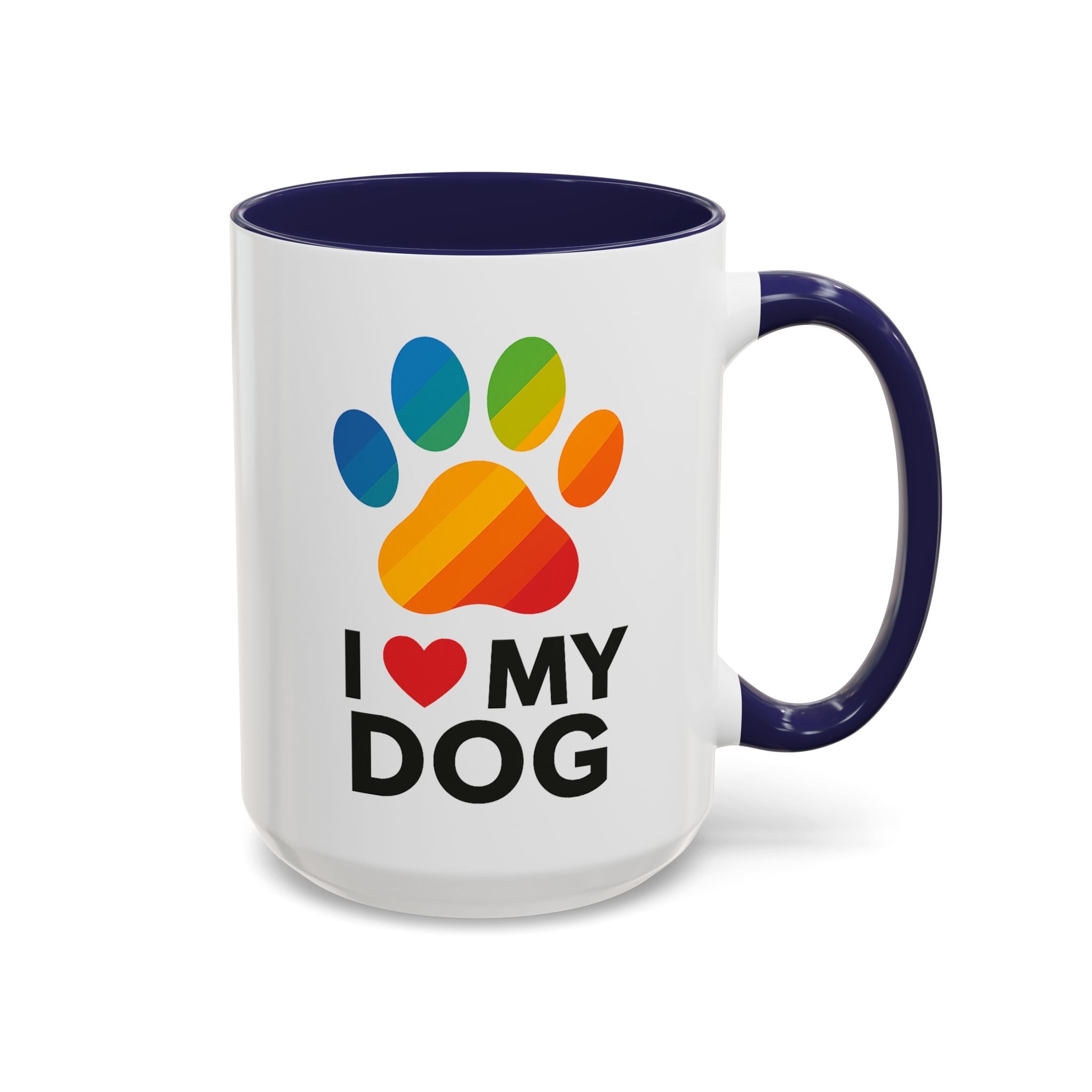 I Love My Dog Rainbow Paw Mug (15oz) | Colorful Dog Lover Gift
