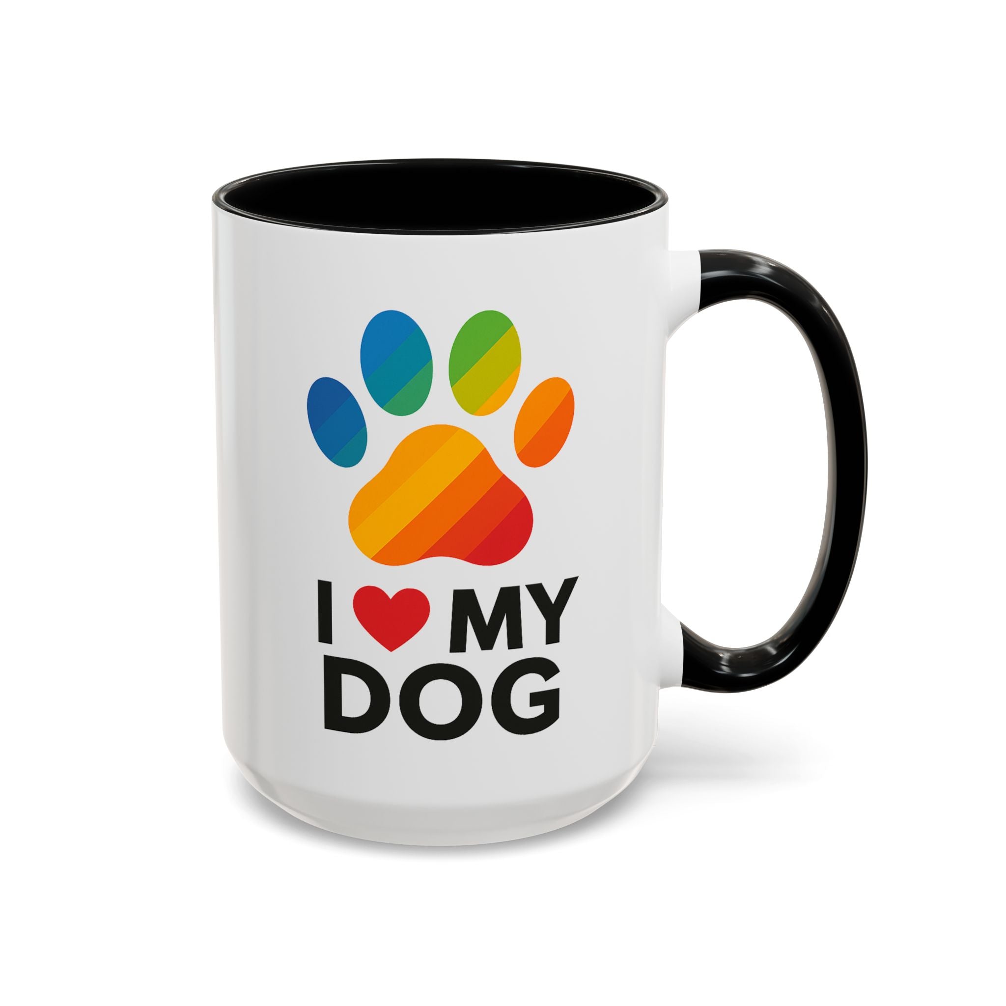 I Love My Dog Rainbow Paw Mug (15oz) | Colorful Dog Lover Gift