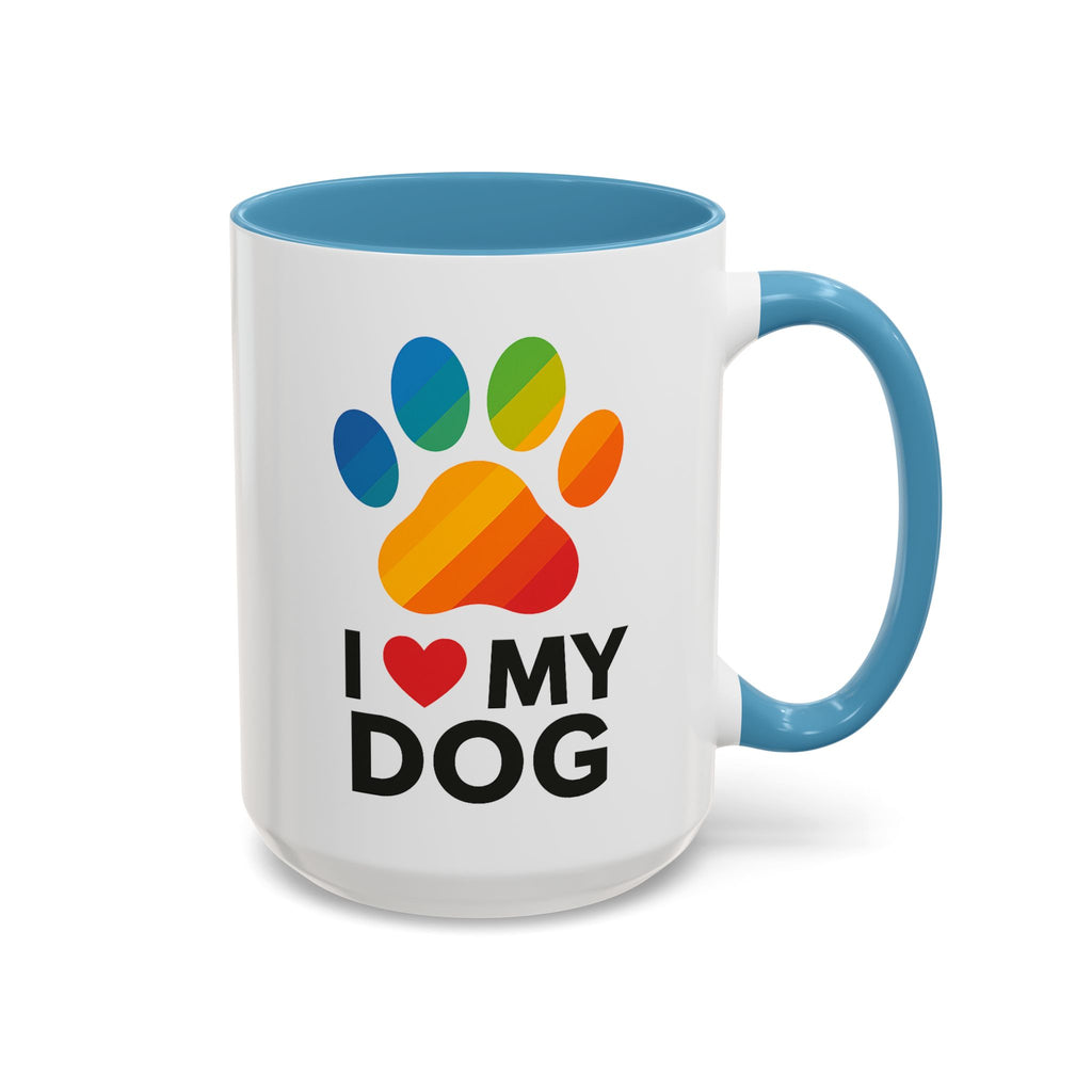 I Love My Dog Rainbow Paw Mug (15oz) | Colorful Dog Lover Gift