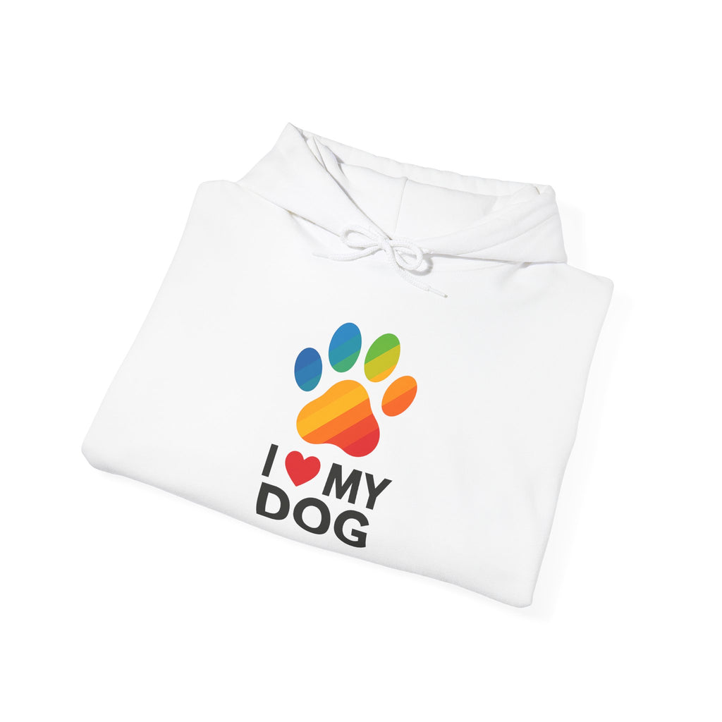 I Love My Dog Rainbow Paw Hoodie | Cute Dog Lover Pullover | Gift Sweatshirt